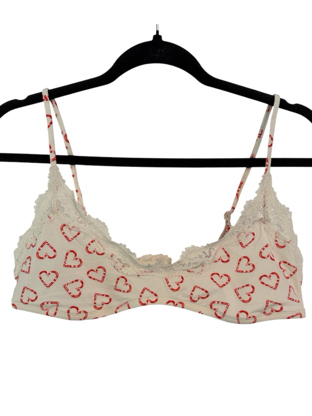 SKIMS Fits Everyone Lace Scoop Candy Cane Hearts Bralette